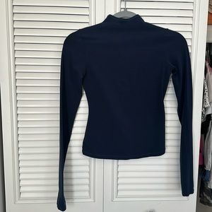 Skims mock neck cotton jersey tee - navy